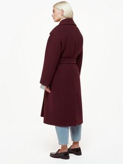 Whistles Petite Lorna Wrap Wool Coat - view 2, Burgundy