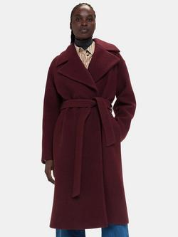 Whistles Lorna Wrap Wool Coat, Burgundy