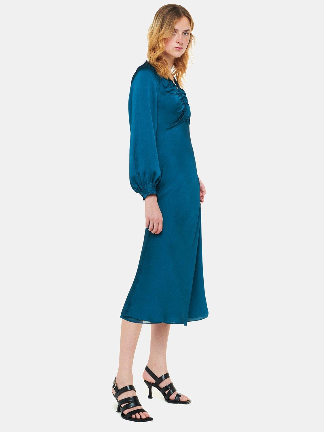 Whistles Aurora Satin Midi Dress Teal