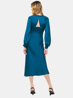 Whistles Aurora Satin Midi Dress, Teal - view 2, Teal