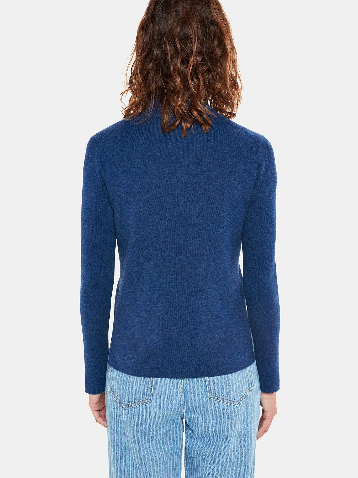 Product image 2 of 4, which shows Whistles Maja Roll Neck Jumper, Blue, S