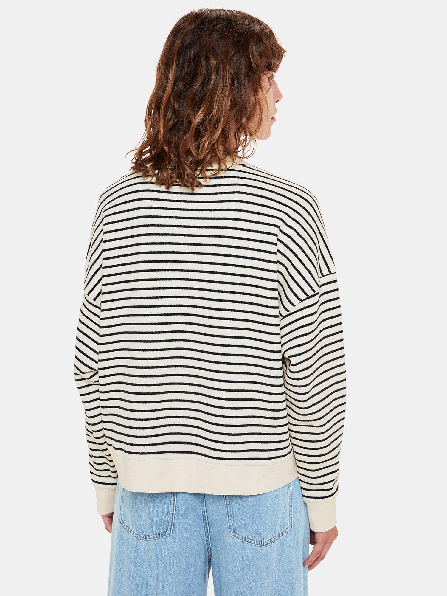 Product image 2 of 5, which shows Whistles Stripe Long Sleeve Jumper, Ivory/Multi, XS
