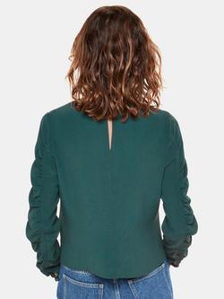 Whistles Lily Gather Front Blouse, Forest Green - view 2, Forest Green