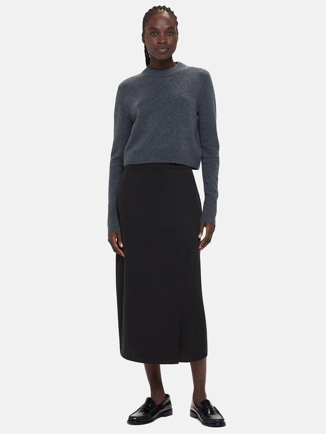 Whistles Olivia Midi Wrap Skirt, Black