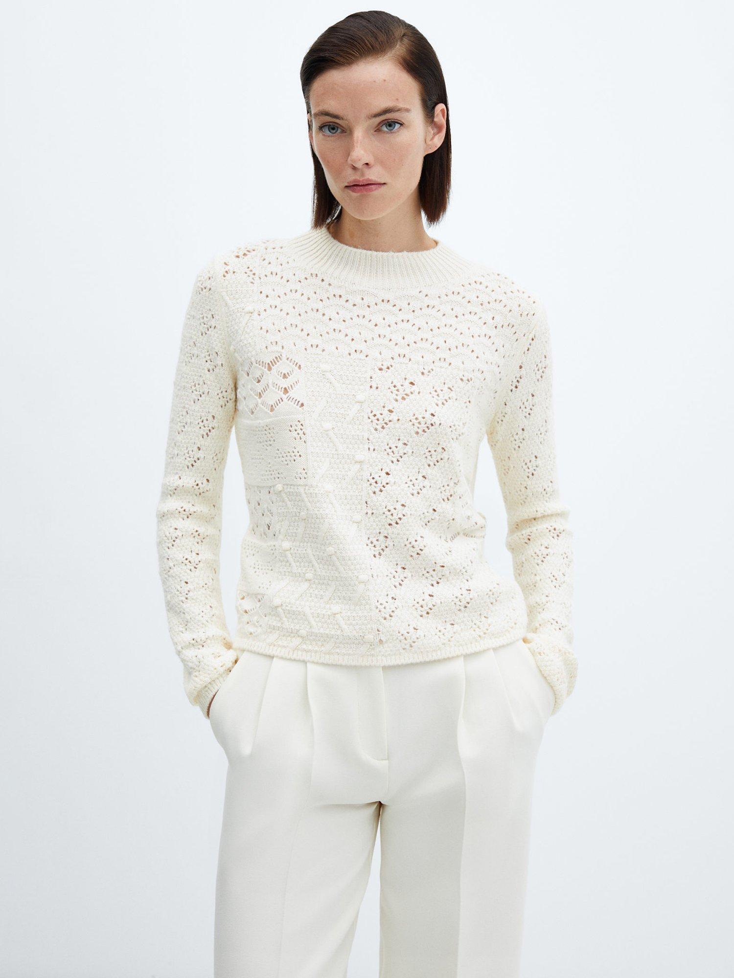 Mango Piquetin Jumper, Natural White