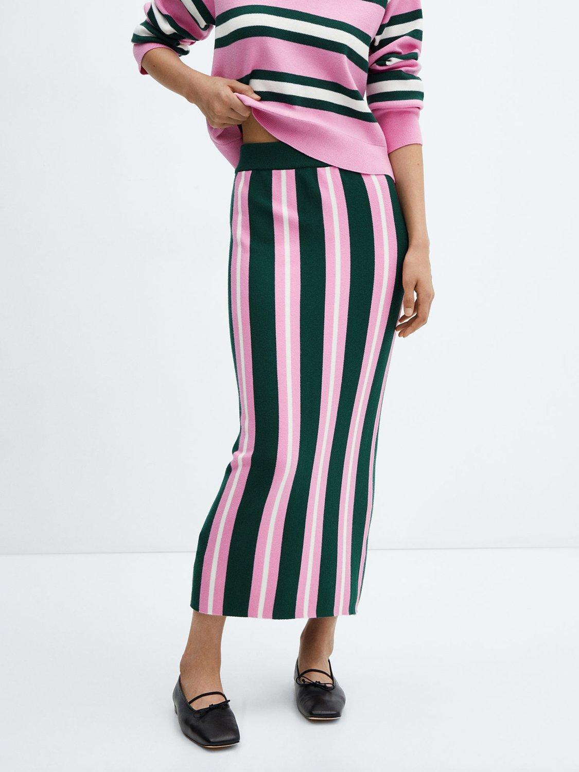 Mango Carla Knit Skirt, Pink/Multi