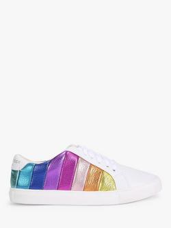 Kurt Geiger London Kids' Mini Lane Stripe Leather Trainers, Multi, Multi