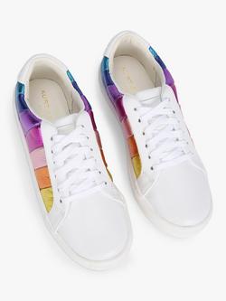 Kurt Geiger London Kids' Mini Lane Stripe Leather Trainers, Multi - view 2, Multi