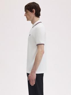 Fred Perry Twin Tipped Regular Fit Polo Shirt - view 2, White/Navy