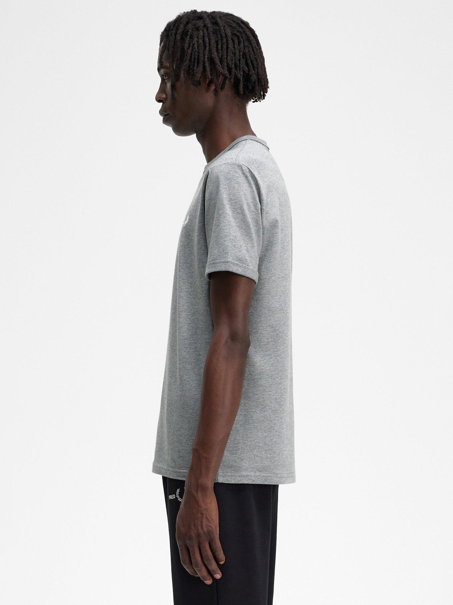 Product image 2 of 6, which shows Fred Perry Ringer Crew Neck T-Shirt, Steel Marl, S