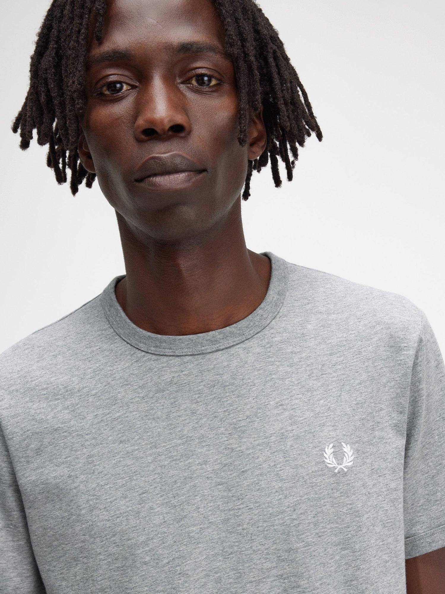 Product image 3 of 6, which shows Fred Perry Ringer Crew Neck T-Shirt, Steel Marl, S
