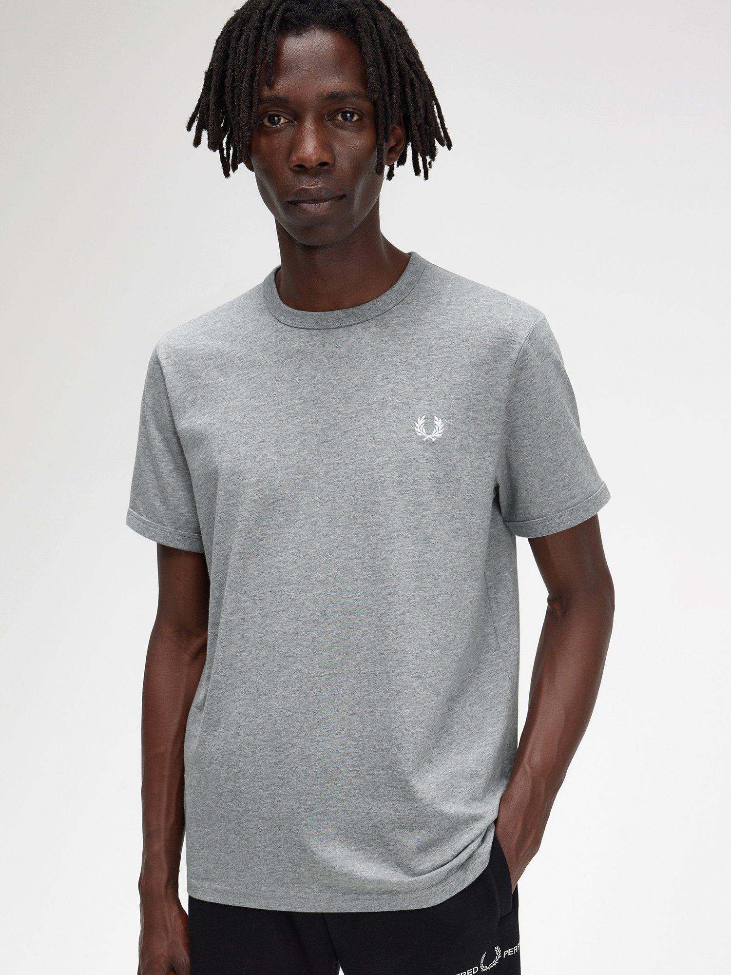 Product image 4 of 6, which shows Fred Perry Ringer Crew Neck T-Shirt, Steel Marl, S