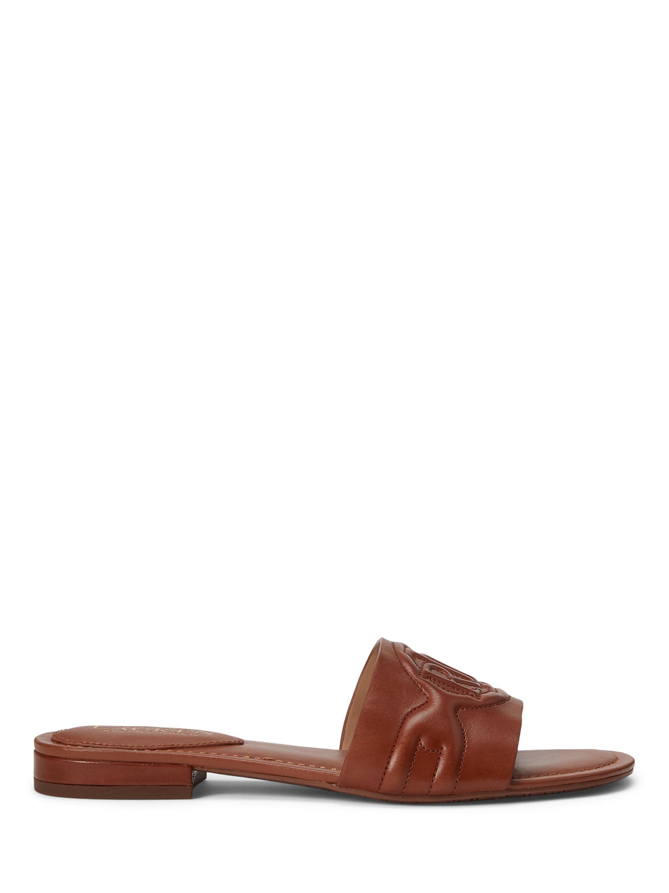 Lauren Ralph Lauren Allegra Leather Slider Sandals, Deep Saddle Tan