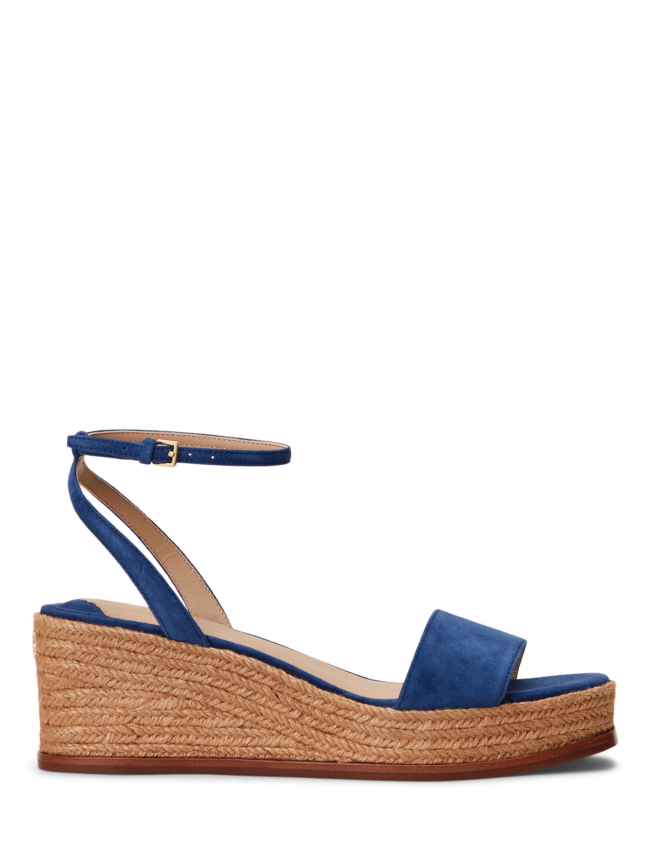 Lauren Ralph Lauren Leona Suede Espadrille Sandals, Indigo Sail, 4