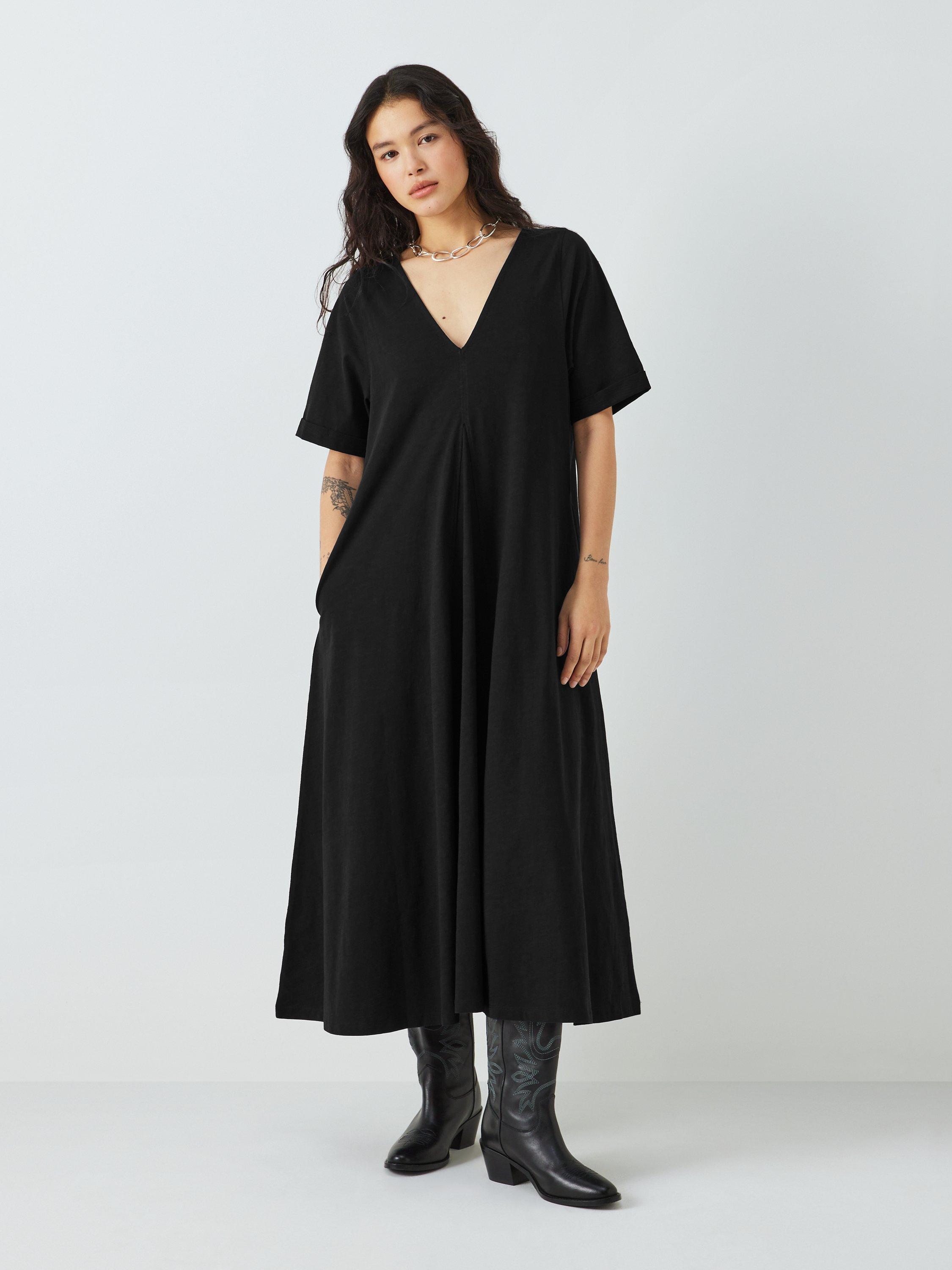 Product image 1 of 7, which shows AND/OR Alex Pleat Midi Dress, Black, 6