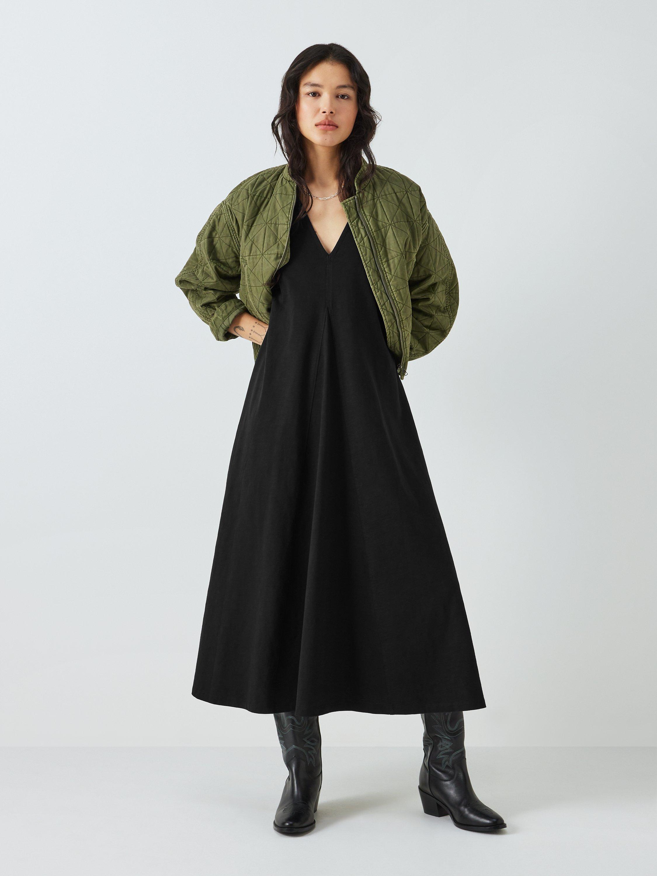 Product image 4 of 7, which shows AND/OR Alex Pleat Midi Dress, Black, 6