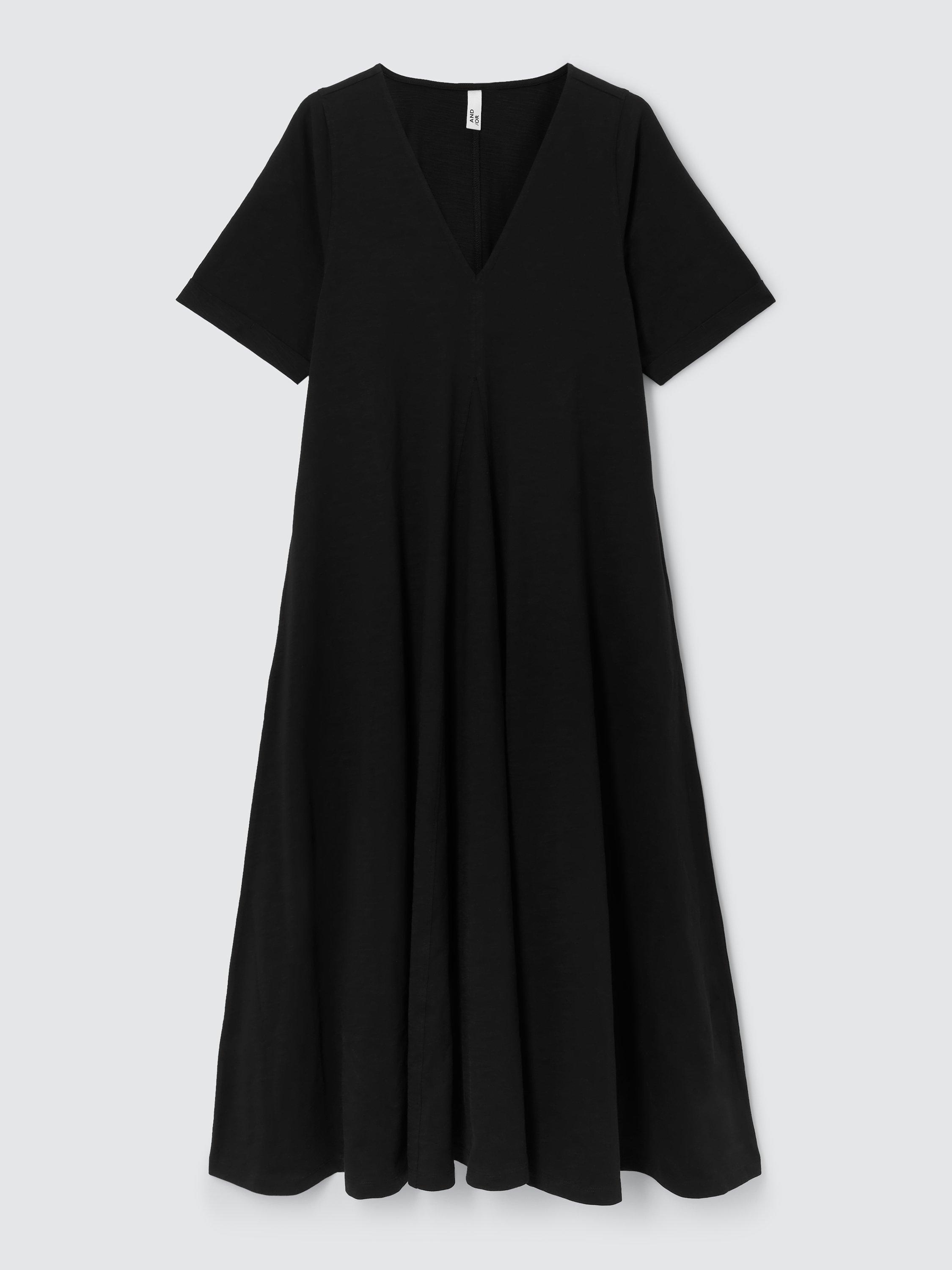 Product image 5 of 7, which shows AND/OR Alex Pleat Midi Dress, Black, 6