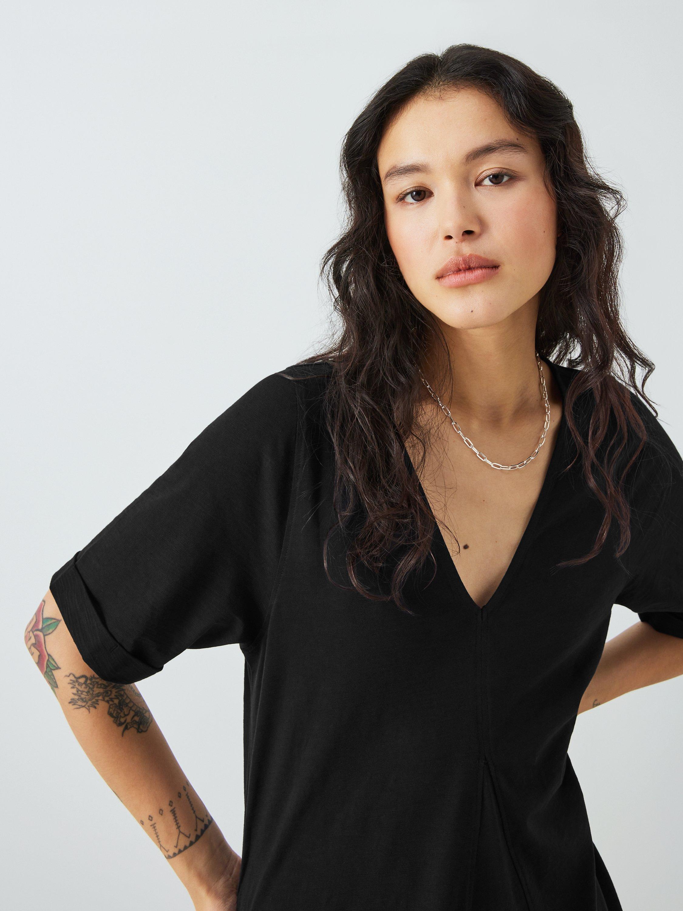Product image 6 of 7, which shows AND/OR Alex Pleat Midi Dress, Black, 6
