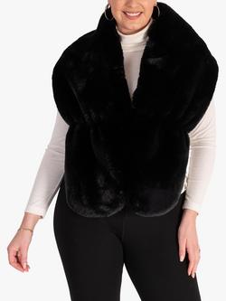 chesca Faux Fur Wrap, Black