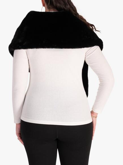 chesca Faux Fur Wrap - view 2, Black