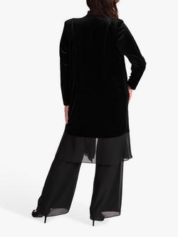 chesca Stretch Velvet Long Coat, Black - view 2, Black