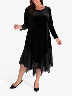 Chesca Stretch Velvet Drape Dress, Black, Black