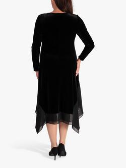 Chesca Stretch Velvet Drape Dress, Black - view 2, Black