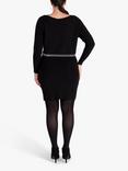 chesca Diamante Waist Knitted Dress, Black