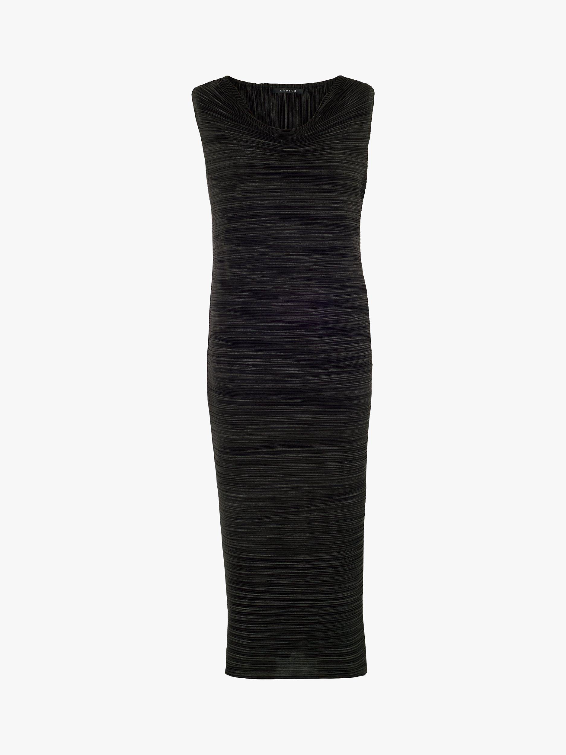 Product image 6 of 7, which shows chesca Sleeveless Plisse Pleat Dress, Black, S-M