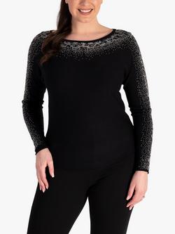 chesca Diamante Fine Knit Jumper, Black, Black