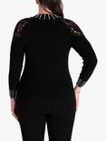 chesca Lace Detail and Pearl Trim Jumper, Black