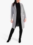 chesca Houndstooth Knee Length Coat, White/Black