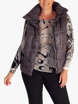 chesca Quilted Animal Print Gilet, Brown/Grey, Brown/Grey