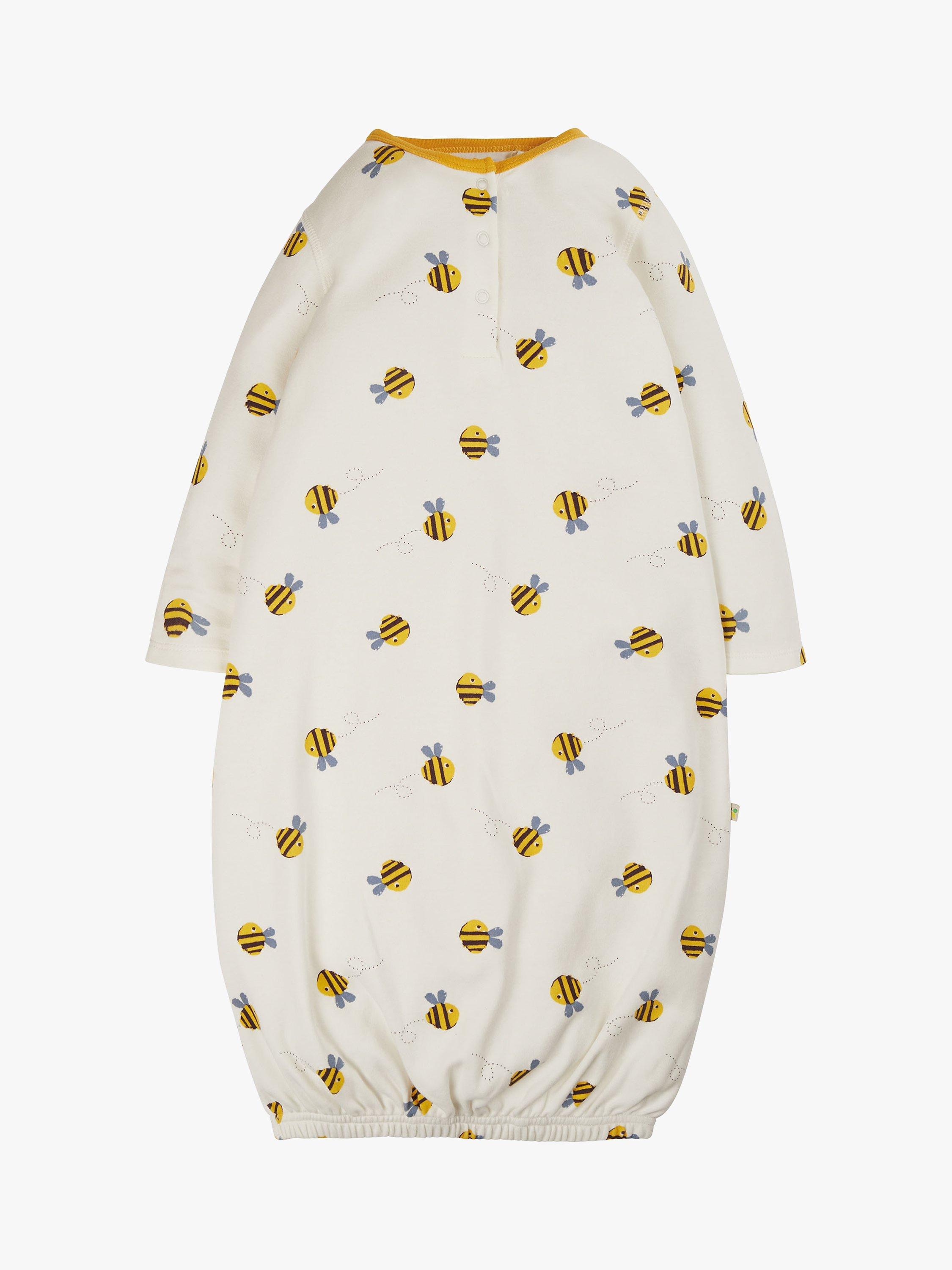 Product image 1 of 2, which shows Frugi Baby Sleepy Bee Gown, Buzzy Bee, Newborn