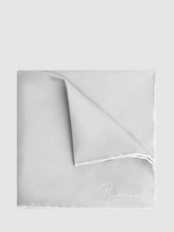 Reiss Ceremony Silk Pocket Square, Silver