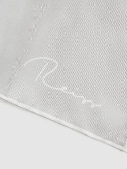 Reiss Ceremony Silk Pocket Square - view 2, Silver