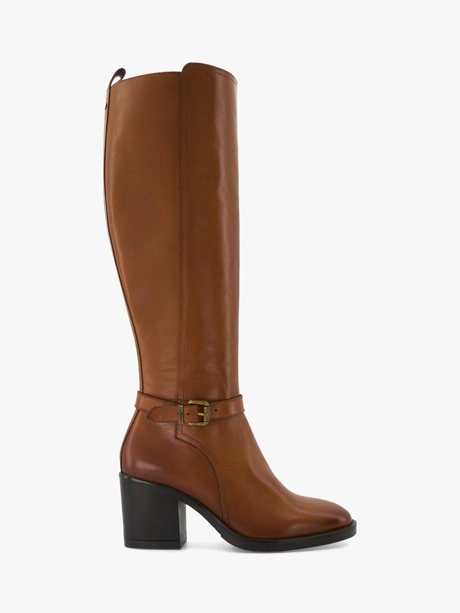 Dune Trance Leather Calf Boots, Tan-leather