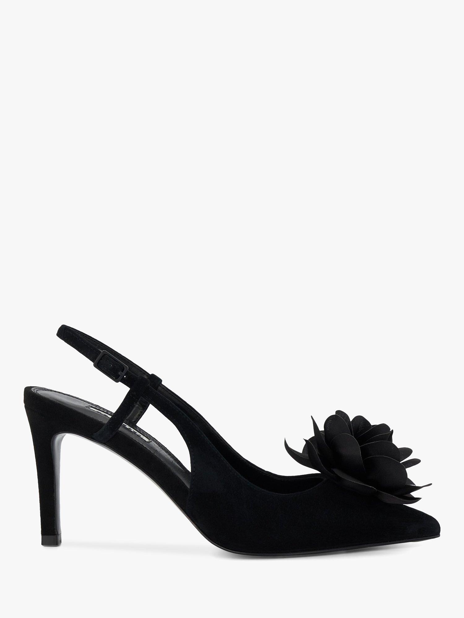 Dune Decor Suede Corsage Slingback Stiletto Heel Shoes, Black
