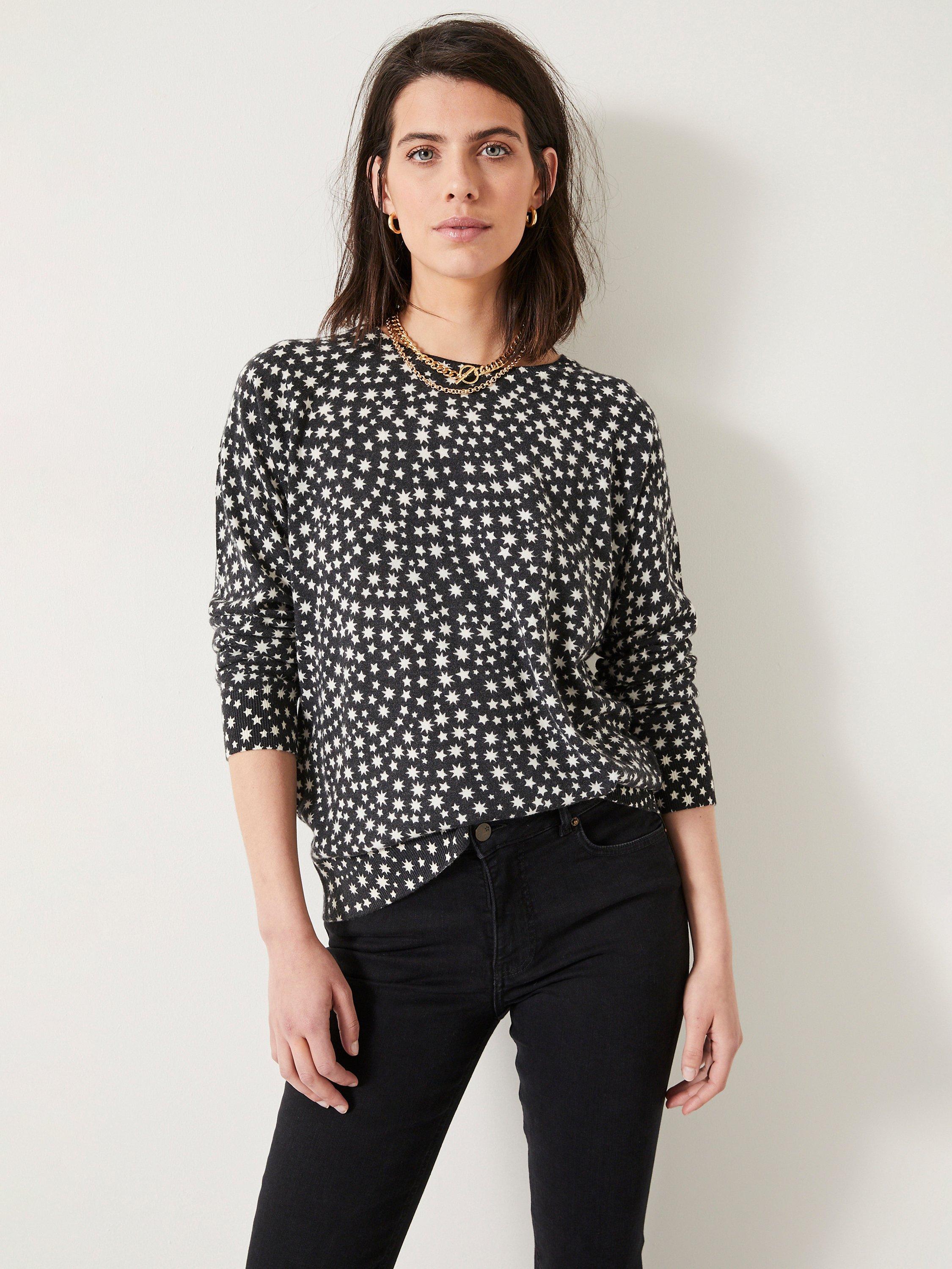 HUSH Malin Star Print Jumper Black Ecru