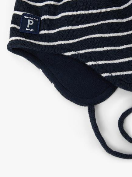Polarn O. Pyret Baby Merino Wool Hat, Blue/Multi - view 2, Blue