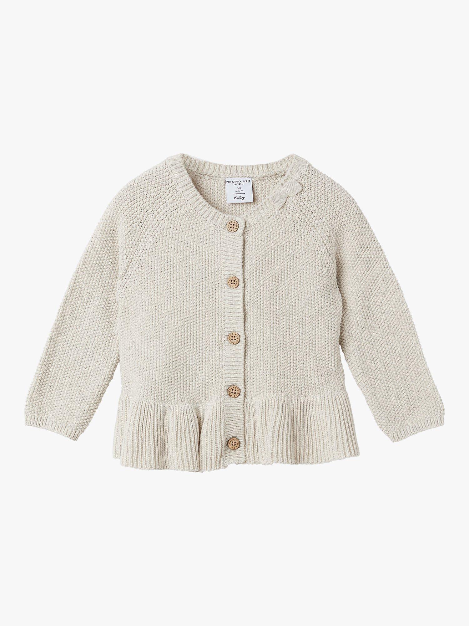 Polarn O. Pyret Baby Organic Cotton Cardigan, Natural