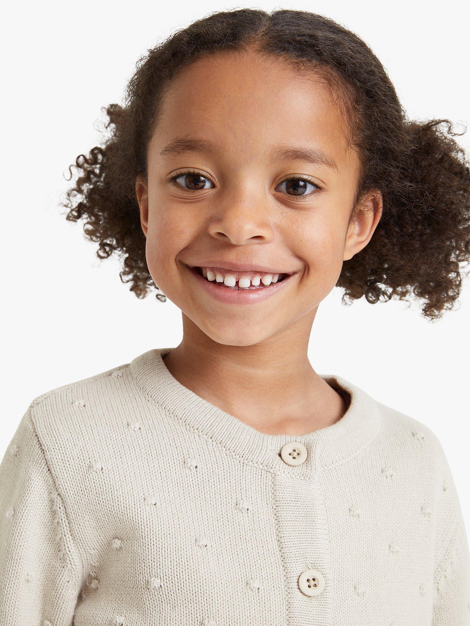 Polarn O. Pyret Kids' Organic Cotton Bobble Knit Cardigan, Natural
