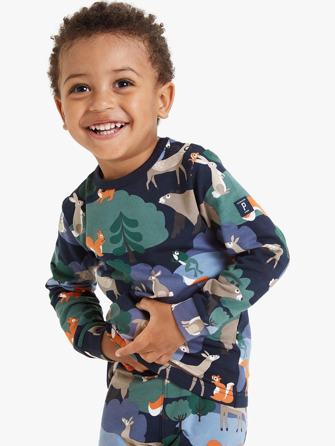 Polarn O. Pyret Kids' Organic Cotton Blend Woodland Print Top, Multi
