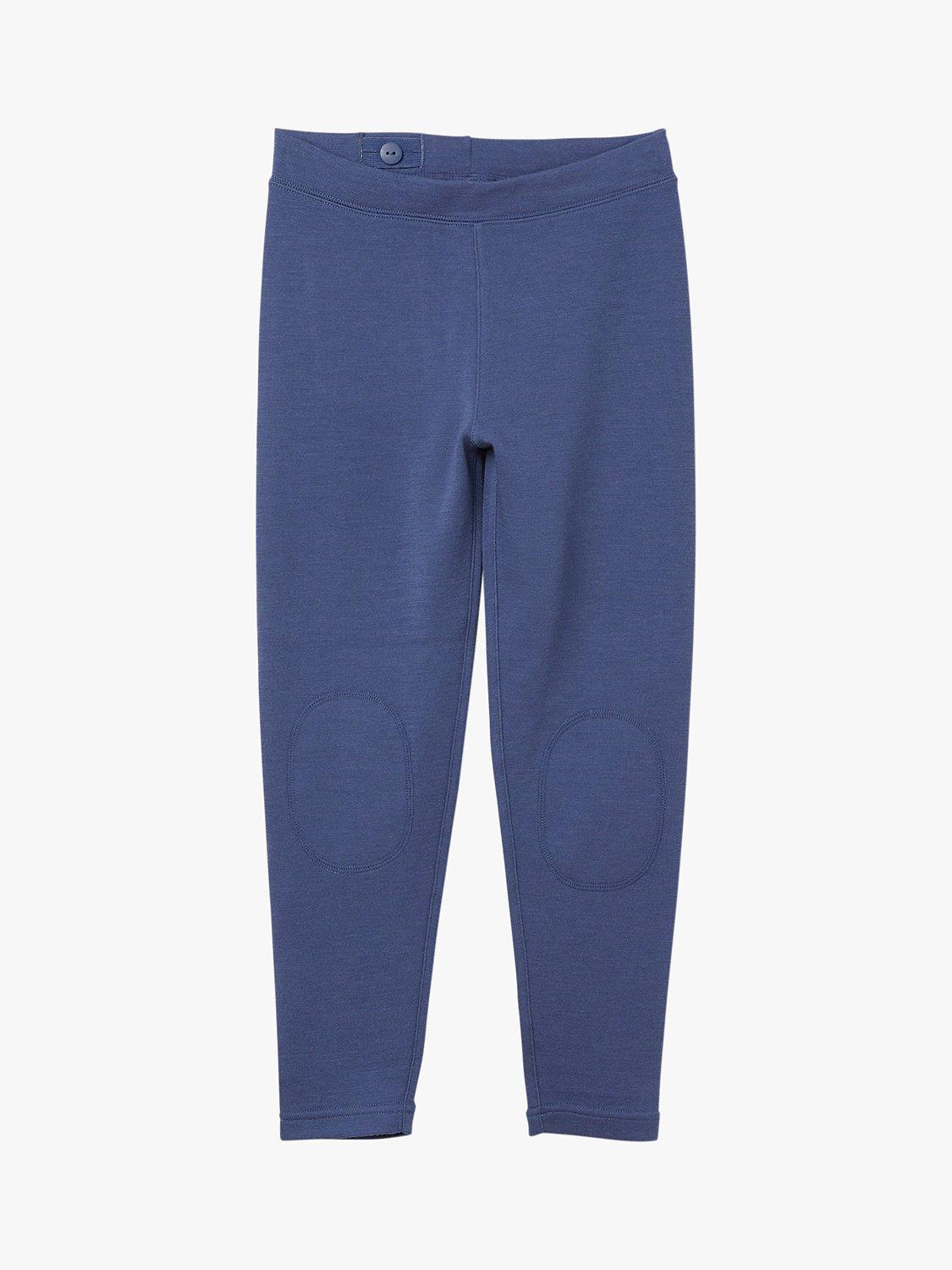 Polarn O. Pyret Kids' Merino Wool Blend Knee Patch Long Johns, Blue