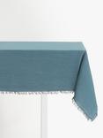 John Lewis Fringe Rectangular Cotton Linen Tablecloth, Loch Blue