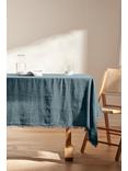 John Lewis Fringe Rectangular Cotton Linen Tablecloth, Loch Blue