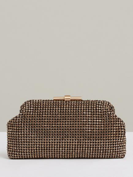 Reiss Adaline Crystal Clutch Bag, Gold