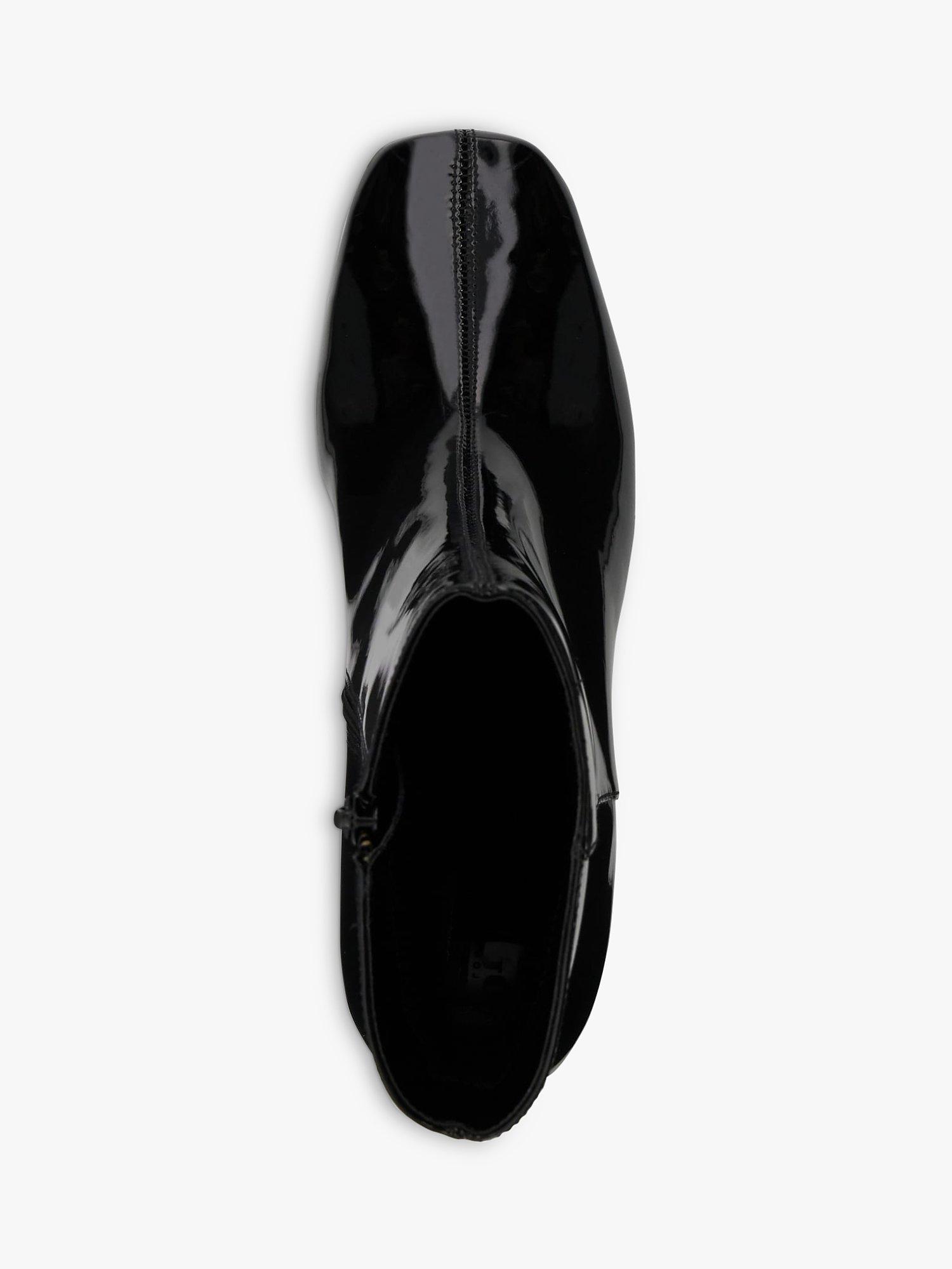 Dune Onsen Patent Square Toe Ankle Boots Black