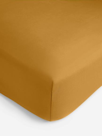 John Lewis Crisp & Fresh Egyptian Cotton Percale 200 Thread Count Fitted Sheet, Ochre