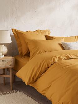 John Lewis Crisp & Fresh Egyptian Cotton Percale 200 Thread Count Fitted Sheet - view 2, Ochre